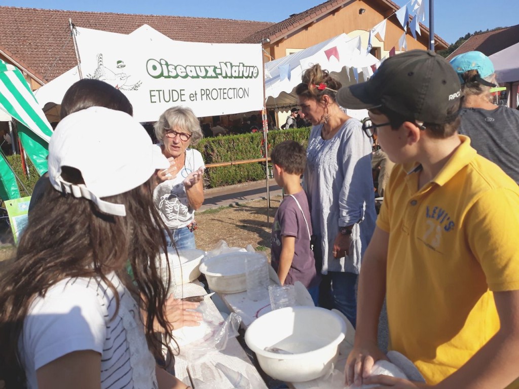 Atelier nids d'hirondelles au festival La Vida : les participants écoutent la formatrice donnée les consignes.