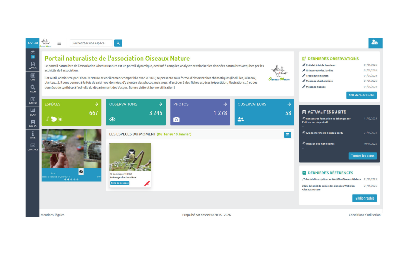 Page d'accueil du Webobs