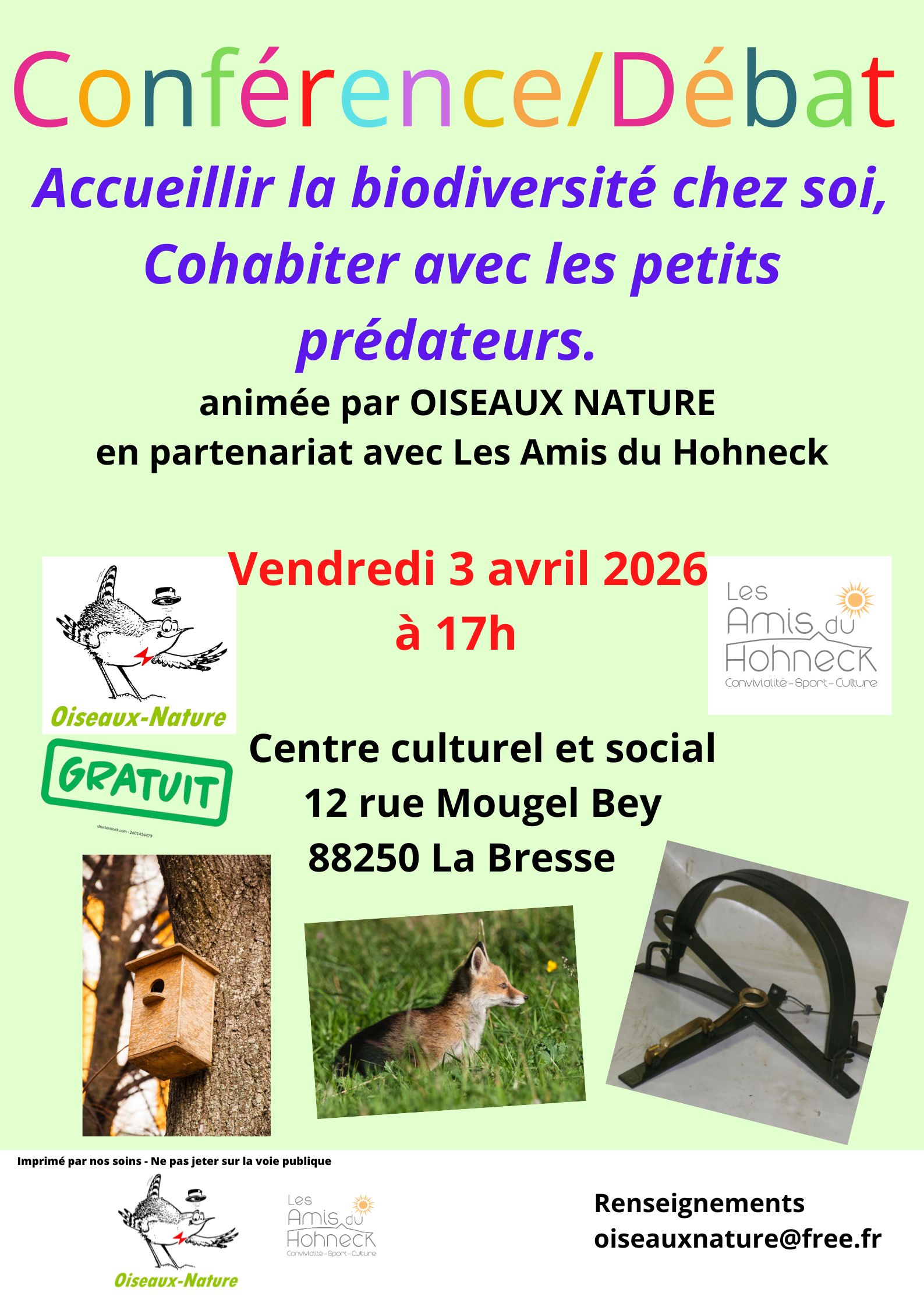 Conférence Cohabiter avec les petits prédateurs